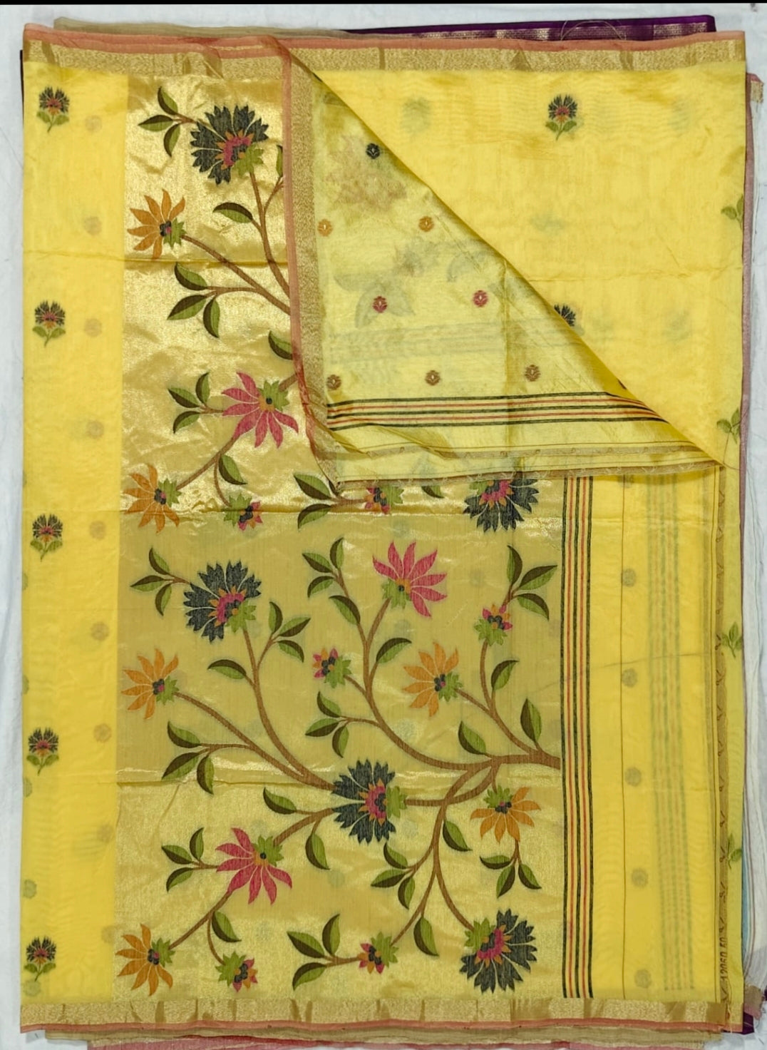 Matka Silk Saree with Floral Woven Design