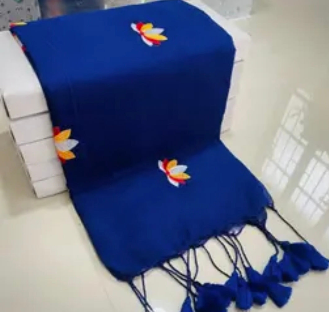 Khadi Cotton Saree with Floral Embroidery